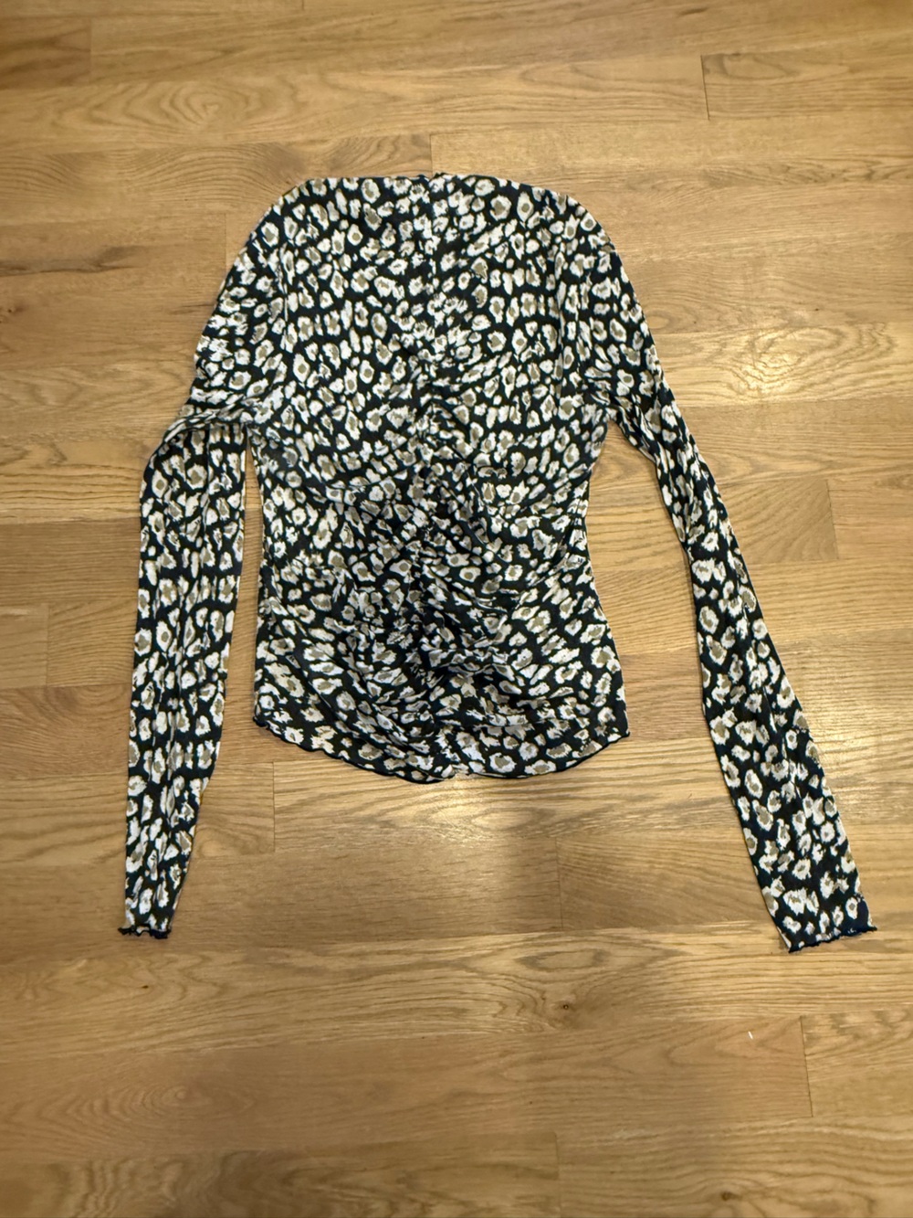 Free People Black & Cream Leopard Print Long-Sleeve Top